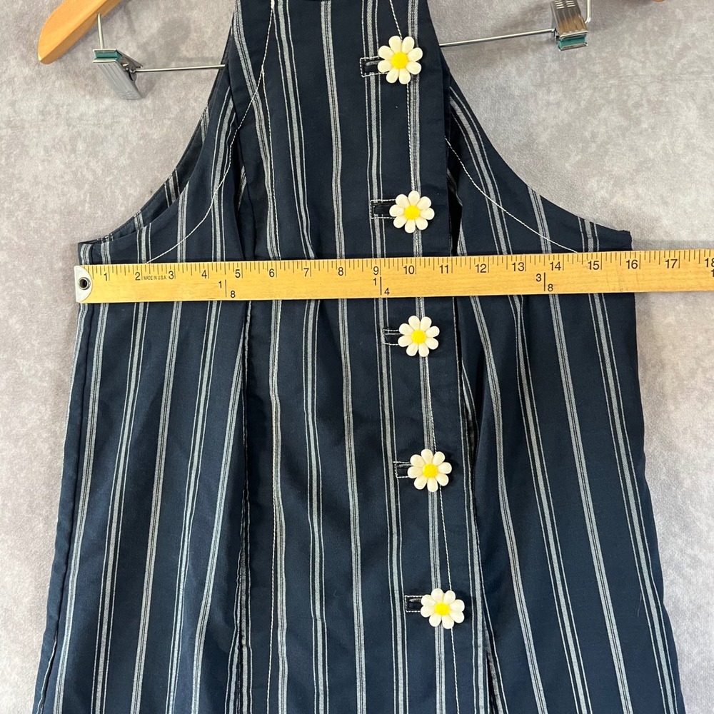 Maeve Halter Mini Dress Women Small Navy White Striped Daisy Buttons Summer Boho - Picture 5 of 8